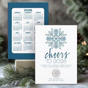 Kalender - Happy New Year Blue Snowflake Business Feiertagskarte