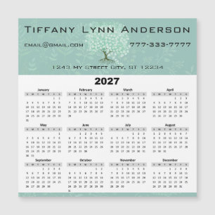 Kalender Herz Blatt Baum Floral Mintgrün Magnetkarte