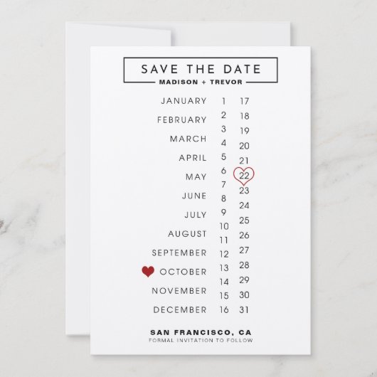 Kalender Hochzeit Datum speichern Save The Date (Vorderseite)
