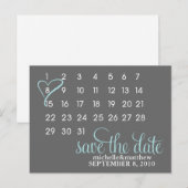 Kalender-Hochzeitserklärung Postkarten {blau} (Vorne/Hinten)