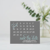 Kalender-Hochzeitserklärung Postkarten {blau} (Stehend Vorderseite)
