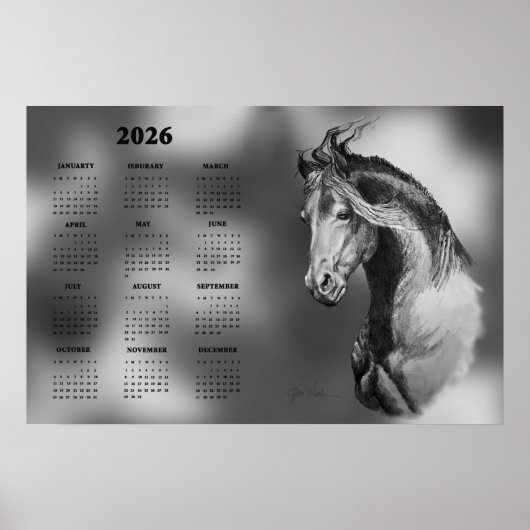 Kalender, jährliches Poster eines schönen Hengstes (Vorne)