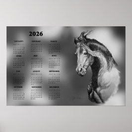 Kalender, jährliches schönes Hengst-Pferd-Poster Poster