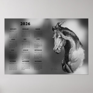 Kalender, jährliches schönes Hengst-Pferd-Poster Poster