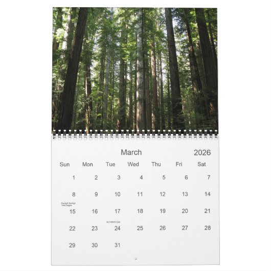 Kalender Kalifornien-Rothölzer 2012 (Mär 2026)