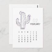 Kalender-Karte Februar individualisierbar Cactus 2 Postkarte (Vorne/Hinten)