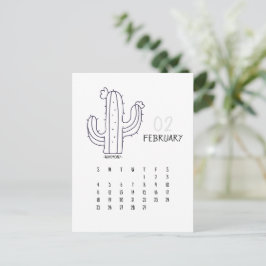 Kalender-Karte Februar individualisierbar Cactus 2 Postkarte
