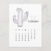 Kalender-Karte Februar individualisierbar Cactus 2 Postkarte (Vorderseite)