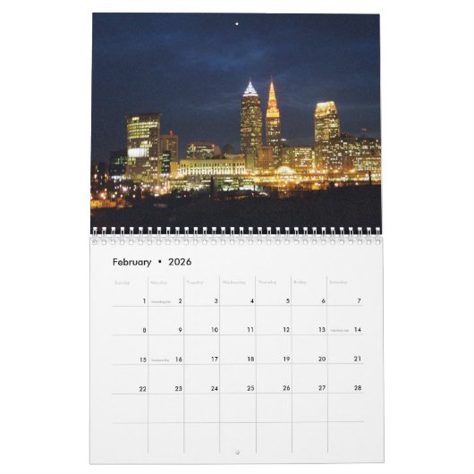 Kalender klassischen Clevelands, Ohio (Feb 2026)