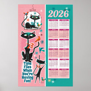 Kalender Küchenposter mit Katzen im Stil der Mitte Poster