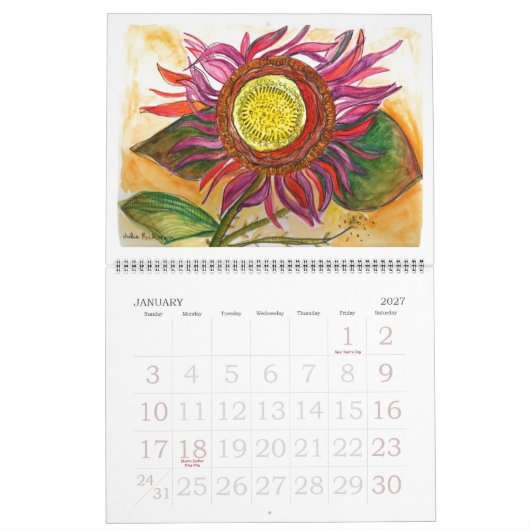 Kalender künstlerischer Blume (Jan 2027)