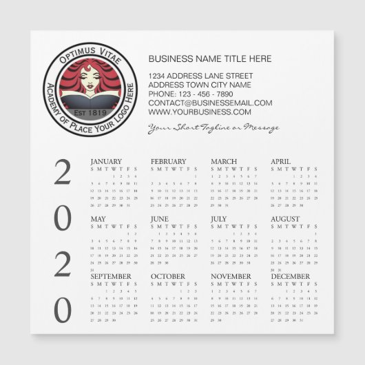 Kalender-Logo des Geschäfts-2020 Magnetkarte (Vorderseite)