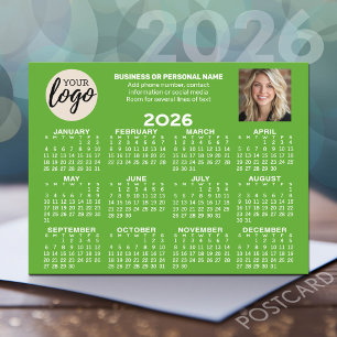 Kalender - Logo, Foto, Geschäftskontakte - grün Postkarte