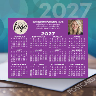 Kalender - Logo, Foto, Geschäftskontakte - lila Postkarte