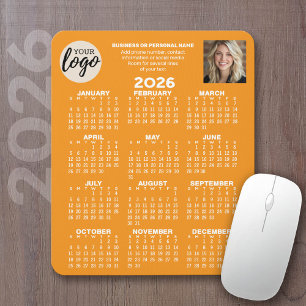 Kalender - Logo, Foto, Geschäftskontakte - orange Mousepad