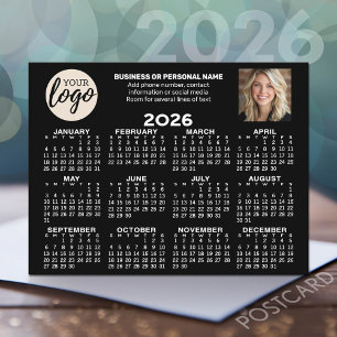 Kalender - Logo, Foto, Geschäftskontakte - schwarz Postkarte
