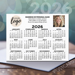 Kalender - Logo, Foto, Geschäftskontakte - weiß Postkarte