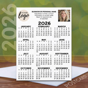 Kalender - Logo, Foto, Geschäftskontakte - weiß Postkarte