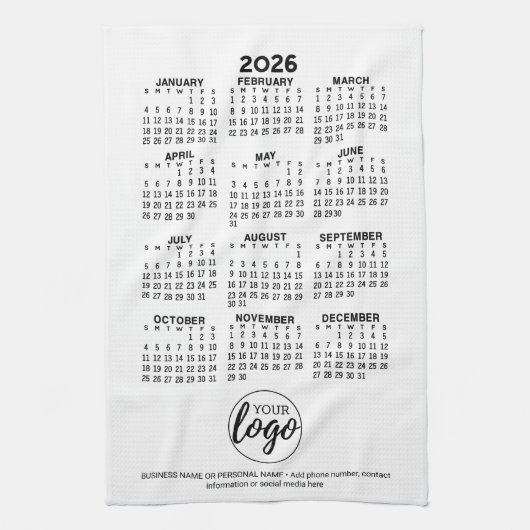 Kalender - Logo, Geschäftswerbung Geschirrtuch (Vertikal)