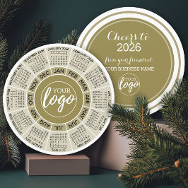 Kalender, Logo - Gold White Circle Business Feiertagskarte