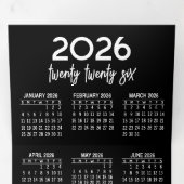 Kalender, Logo - Schwarz-weißes modernes Unternehm Dreifach Gefaltete Urlaubskarte (Innen Erste Seite)