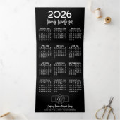 Kalender, Logo - Schwarz-weißes modernes Unternehm Dreifach Gefaltete Urlaubskarte (Innenseite)