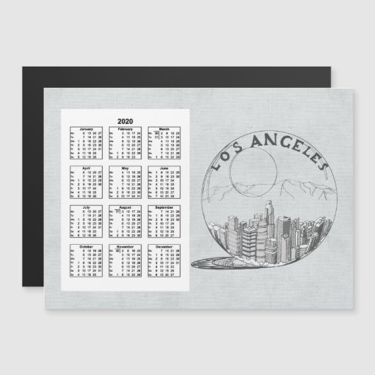 Kalender Los Angeles Volljähriges Jahr 2020 Magnetkarte (Vorne/Hinten)