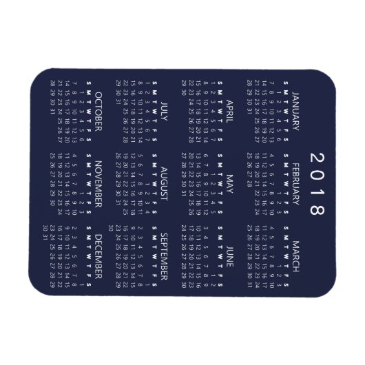 Kalender-Magnet 2018 - Dunkelgrau Magnet (Horizontal)