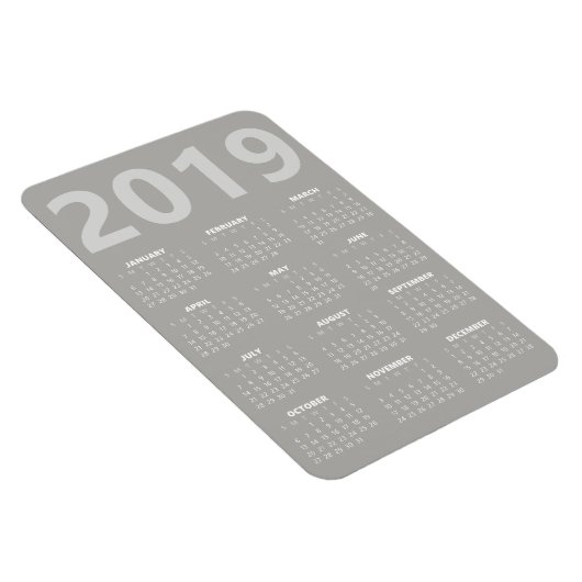 Kalender-Magnet 2019 - leicht grau Magnet (Rechte Seite)