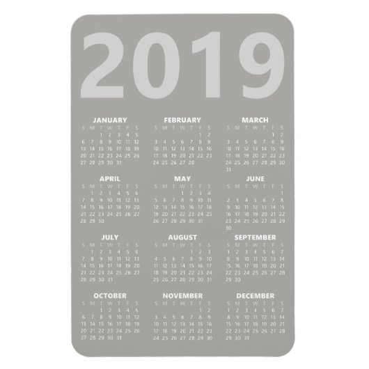Kalender-Magnet 2019 - leicht grau Magnet (Vertikal)