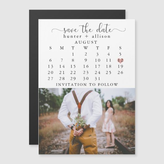 Kalender-Magnet | SAVE THE DATE Magneteinladung (Vorne/Hinten)
