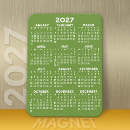 Kalender - Minimal Grün und Weiß Modern Magnet