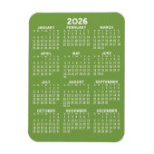 Kalender - Minimal Grün und Weiß Modern Magnet (Vertikal)
