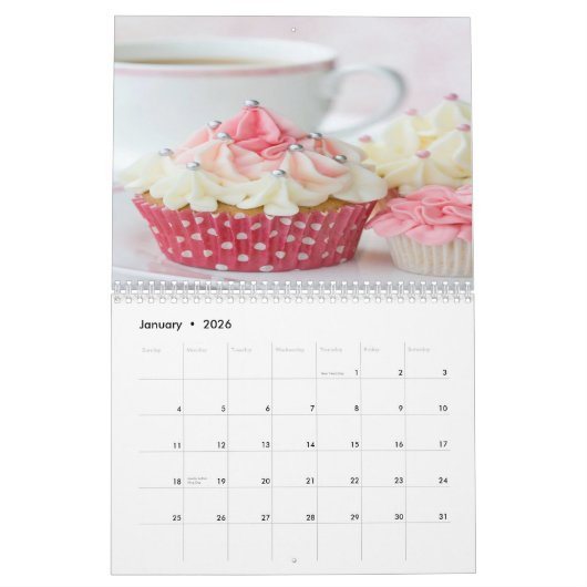 Kalender mit 2013 kleinen Kuchen (Jan 2026)
