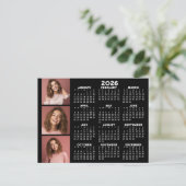 Kalender mit 3 Foto Collage - schwarz Postkarte (Stehend Vorderseite)