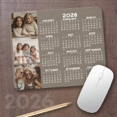 Kalender mit 3 Fotocollage - taupe Mousepad