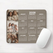 Kalender mit 3 Fotocollage - taupe Mousepad (Mit Mouse)