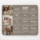 Kalender mit 3 Fotocollage - taupe Mousepad (Vorne)