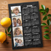 Kalender mit 4 Foto Collage Black Geschirrtuch
