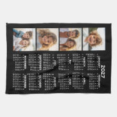 Kalender mit 4 Foto Collage Black Geschirrtuch (Horizontal)