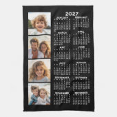 Kalender mit 4 Foto Collage Black Geschirrtuch (Vertikal)