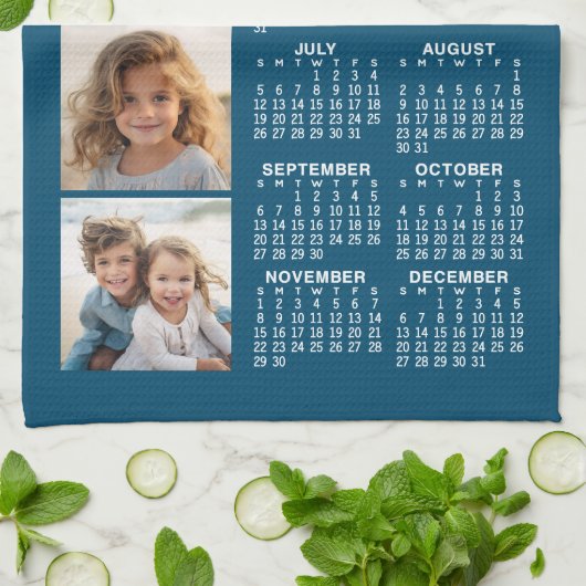 Kalender mit 4 Foto Collage Blue Geschirrtuch (Gefaltet)