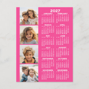 Kalender mit 4-Foto-Collage Postkarte