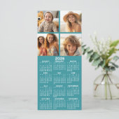 Kalender mit 4 FotoCollage - Blue Card (Stehend Vorderseite)