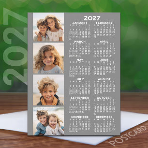 Kalender mit 4 Fotomaterial - Grau Postkarte