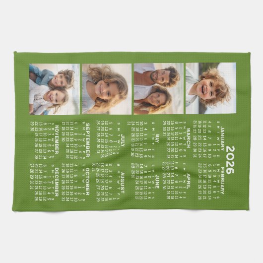 Kalender mit 4 Fotomaterial - grün Geschirrtuch (Horizontal)