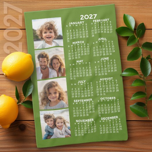 Kalender mit 4 Fotomaterial - grün Geschirrtuch