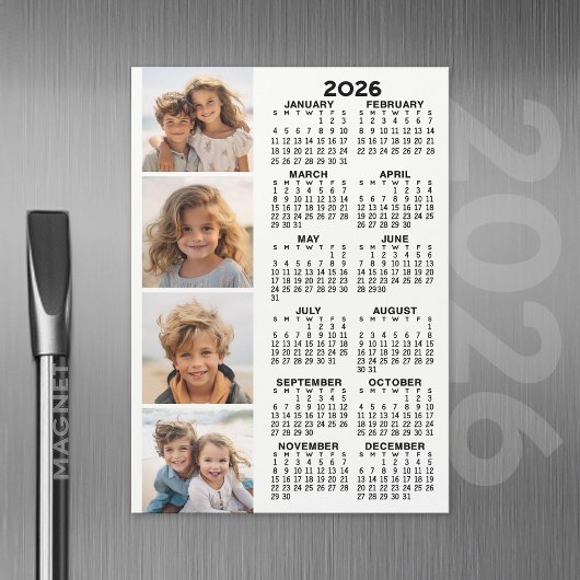 Kalender mit 4 Fotomaterial Magnetkarte weiß