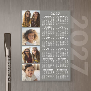 Kalender mit 4 Fotomontage Magnetkarte - Grau