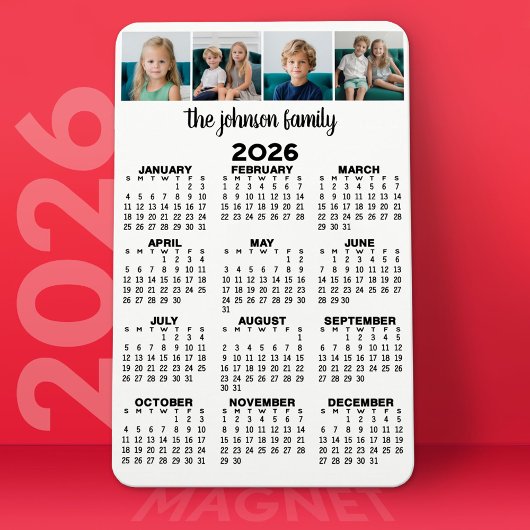 Kalender mit 4 Fotos Magnet